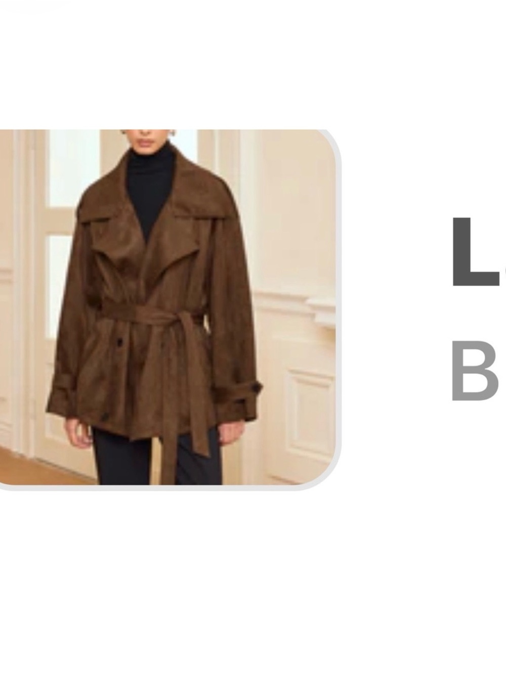 Commense Chocolate Brown Suede Belted Trench Coat